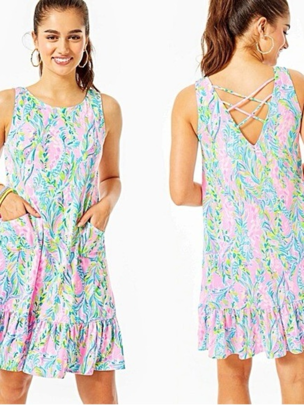 Lilly Pulitzer Kristen Flounce Dress - Unicorn of the Sea - Medium